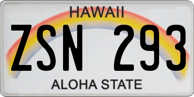 HI license plate ZSN293