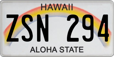 HI license plate ZSN294
