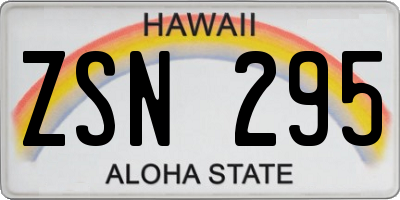 HI license plate ZSN295