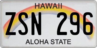 HI license plate ZSN296