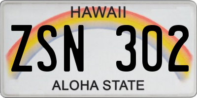 HI license plate ZSN302