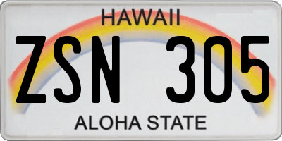 HI license plate ZSN305