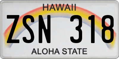 HI license plate ZSN318