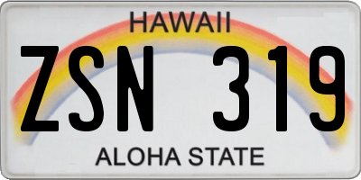 HI license plate ZSN319