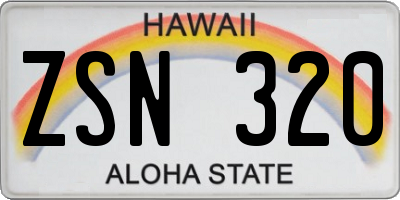 HI license plate ZSN320
