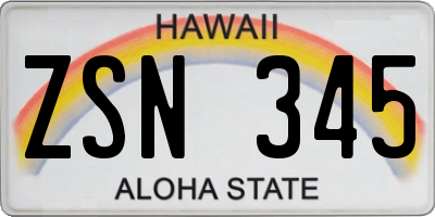 HI license plate ZSN345