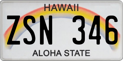 HI license plate ZSN346