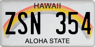 HI license plate ZSN354