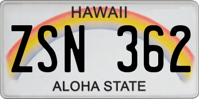 HI license plate ZSN362