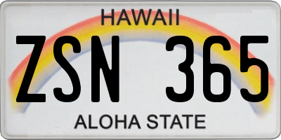 HI license plate ZSN365