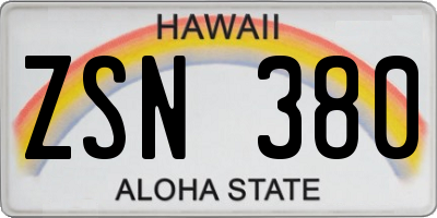 HI license plate ZSN380