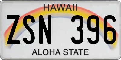 HI license plate ZSN396