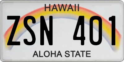 HI license plate ZSN401