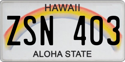 HI license plate ZSN403