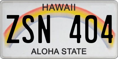 HI license plate ZSN404
