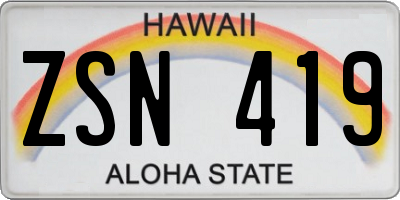 HI license plate ZSN419