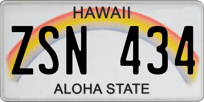 HI license plate ZSN434