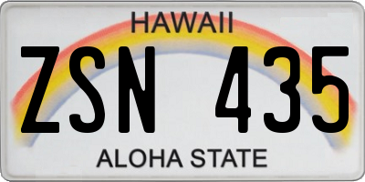 HI license plate ZSN435