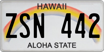 HI license plate ZSN442