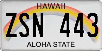 HI license plate ZSN443