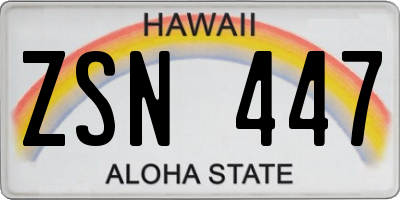 HI license plate ZSN447