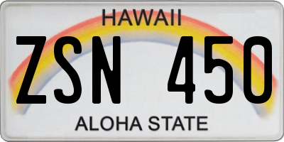 HI license plate ZSN450