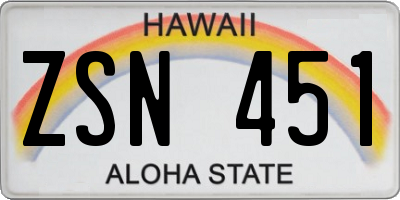 HI license plate ZSN451