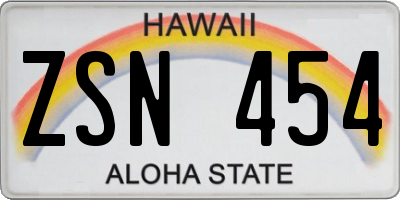 HI license plate ZSN454