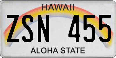 HI license plate ZSN455