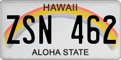 HI license plate ZSN462