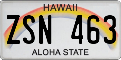 HI license plate ZSN463