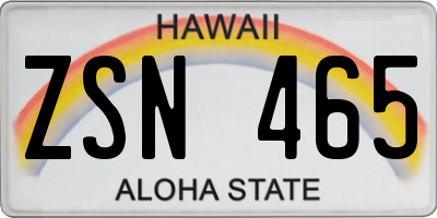 HI license plate ZSN465