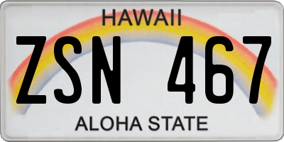 HI license plate ZSN467