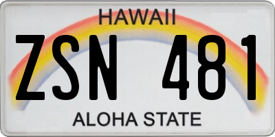 HI license plate ZSN481