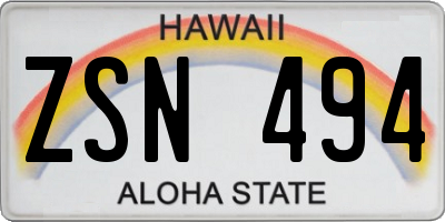 HI license plate ZSN494