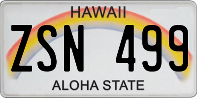 HI license plate ZSN499