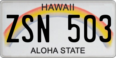 HI license plate ZSN503