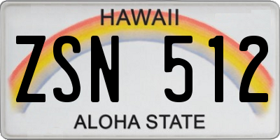 HI license plate ZSN512