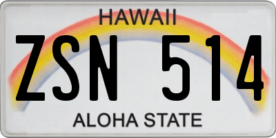 HI license plate ZSN514