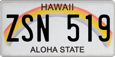 HI license plate ZSN519