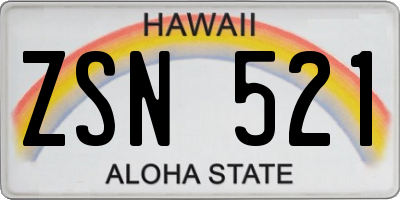 HI license plate ZSN521