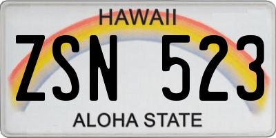 HI license plate ZSN523