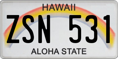 HI license plate ZSN531