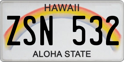 HI license plate ZSN532