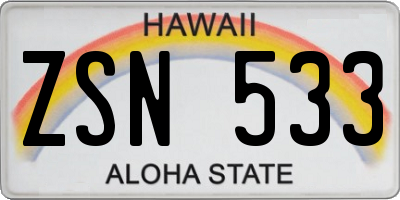 HI license plate ZSN533