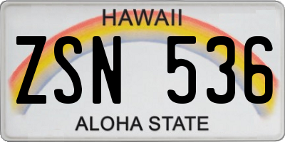 HI license plate ZSN536