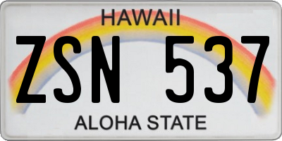 HI license plate ZSN537