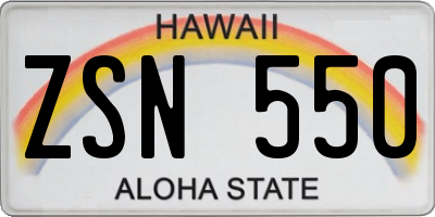 HI license plate ZSN550