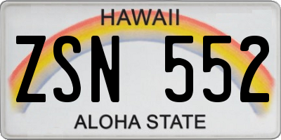 HI license plate ZSN552
