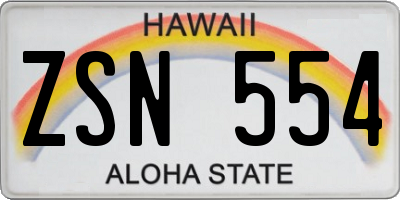 HI license plate ZSN554
